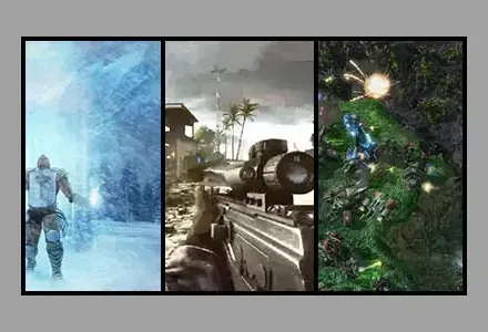 iiyama G-Master Red Eagle Monitore mit voreingestellten Spielmodi (einschließlich FPS und Strategie) oder selbst wählen. Visual Grafik zu Spielmodi mit 3 Szenen aus Spielen.