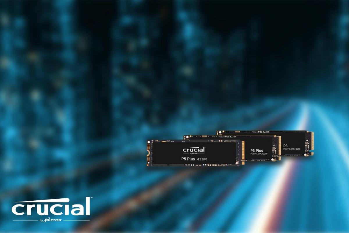 Crucial Arbeits- und Datenspeicher. Crucial Arbeits- und Datenspeicher. Visual Produktbilder von NVMe-SSDs.