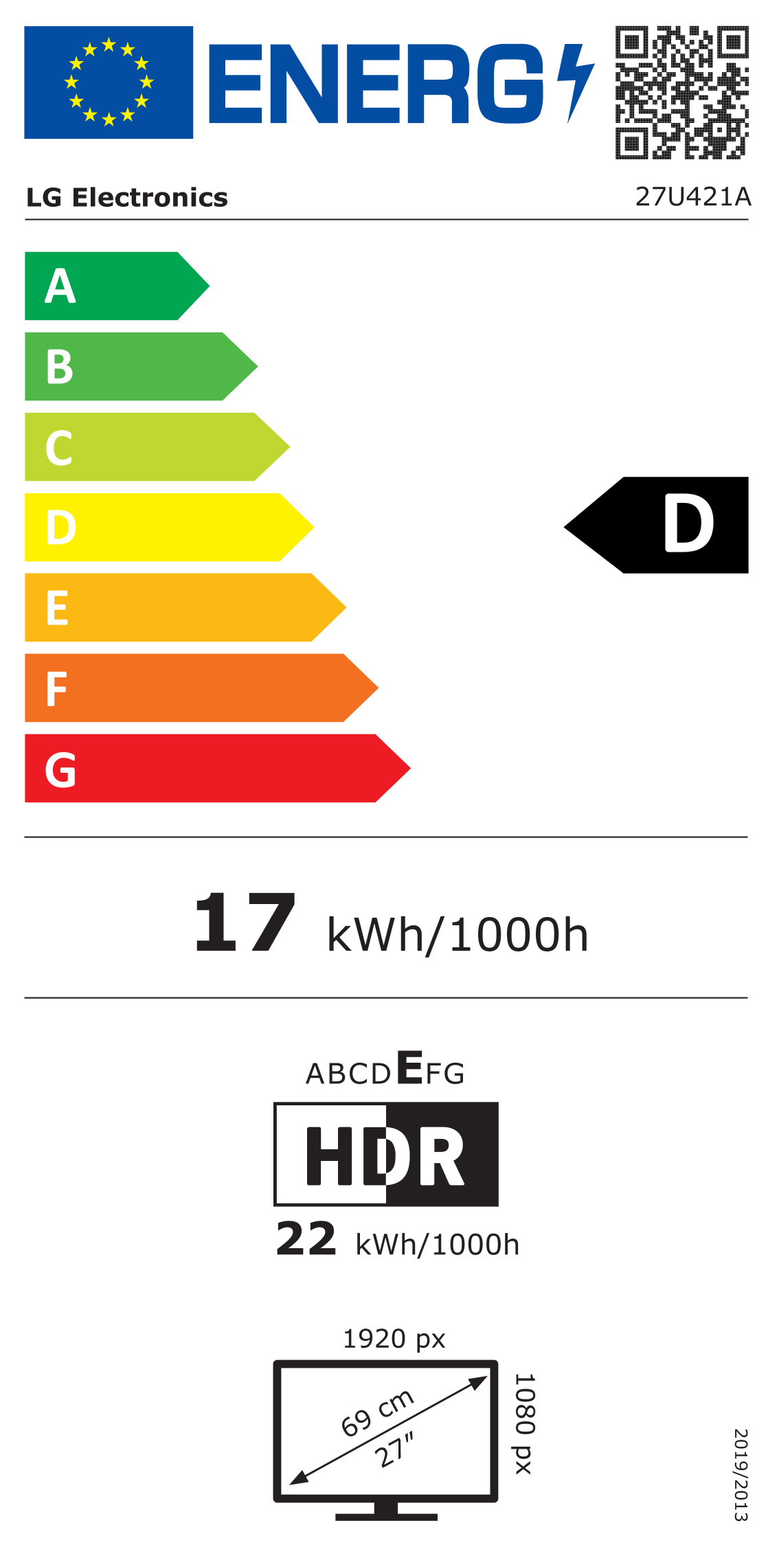 Energie-Datenblatt LG - 27U421A-B.AEUQ
