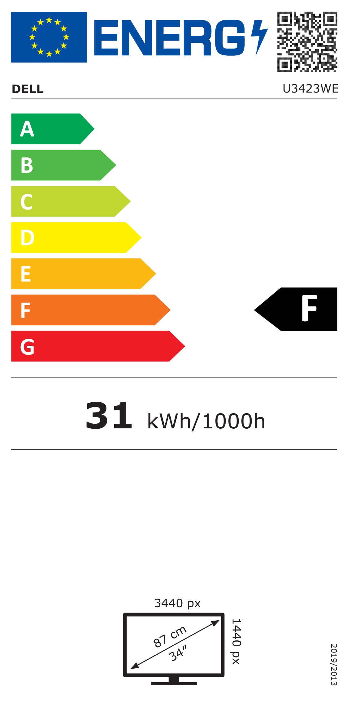 Energie-Datenblatt Dell - DELL-U3423WE