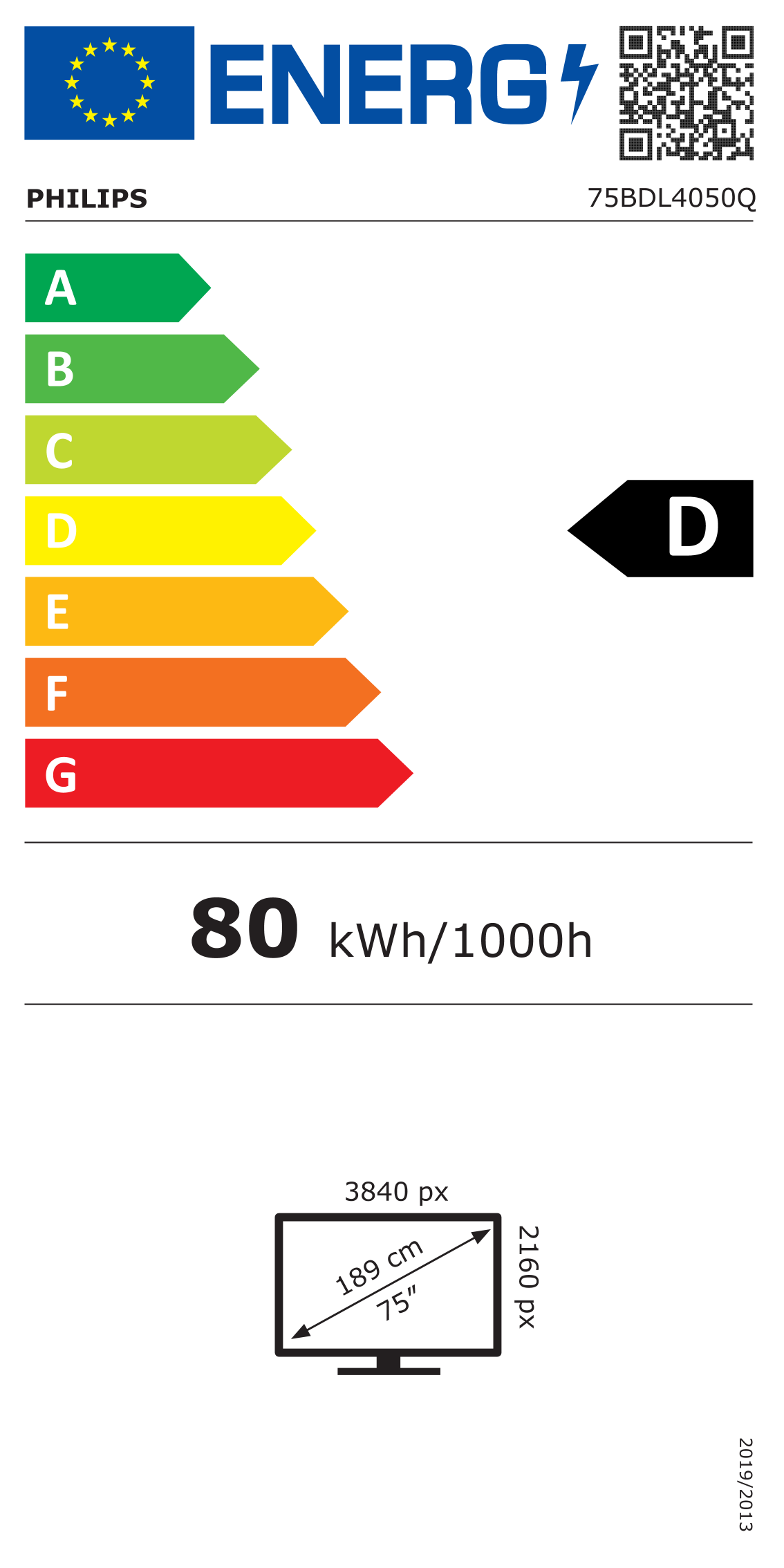 Energie-Datenblatt Philips - 75BDL4050Q/00