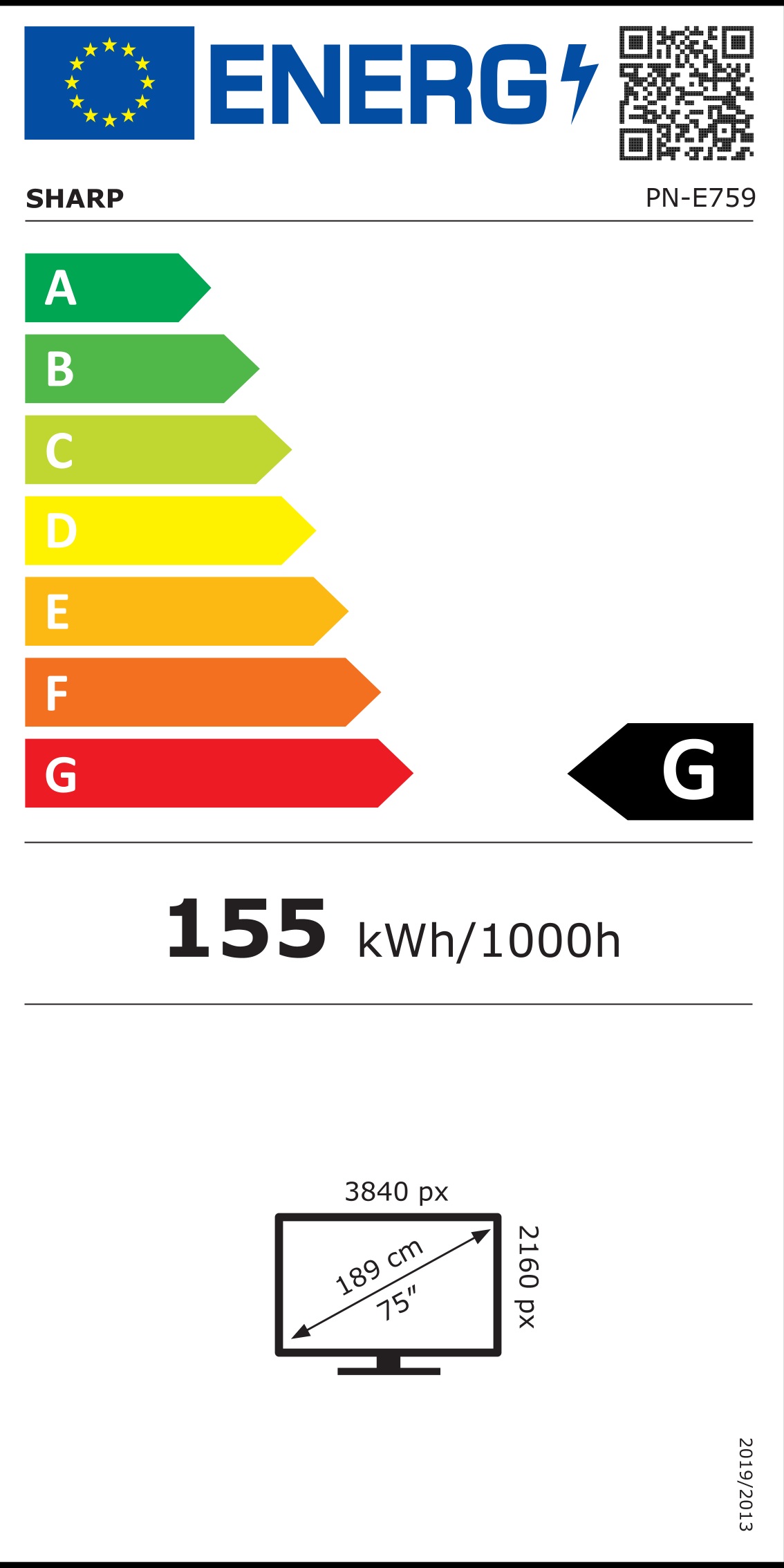 Energie-Datenblatt NEC Display - 60006185