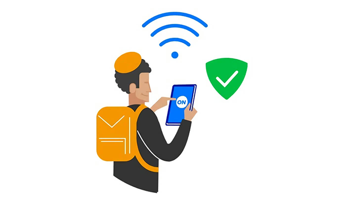 Future-X F-Secure VPN – Sicher und anonym surfen  Future-X F-Secure VPN – Sicher und anonym surfen - Zeichnung eines Mannes mit einem Tablet in der Hand