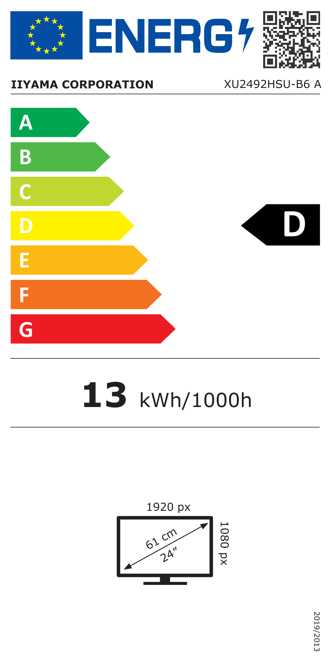 Energie-Datenblatt iiyama - XU2492HSU-B6