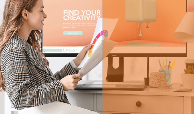 Future-X iiyama Desktop Monitore  Future-X iiyama Desktop Monitore - Frau im Büro mit Diagrammen in der Hand