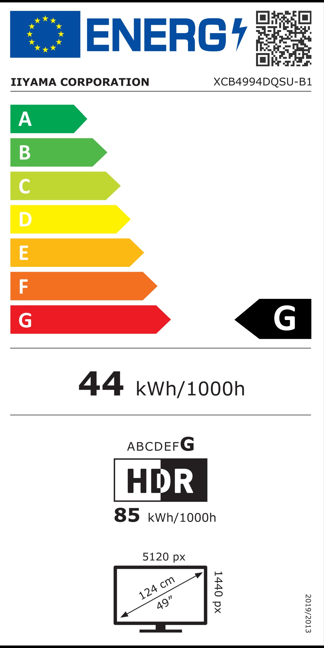 Energie-Datenblatt iiyama - XCB4994DQSU-B1
