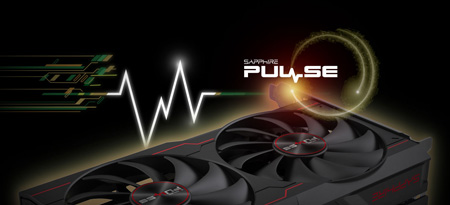 Future-X SAPPHIRE PULSE AMD Radeon RX 6500 XT Grafikkarte  Future-X SAPPHIRE PULSE AMD Radeon RX 6500 XT Grafikkarte  - AMD-Grafikkarte und weißer Schriftzug „SAPPHIRE PULSE“ auf dunklem Hintergrund