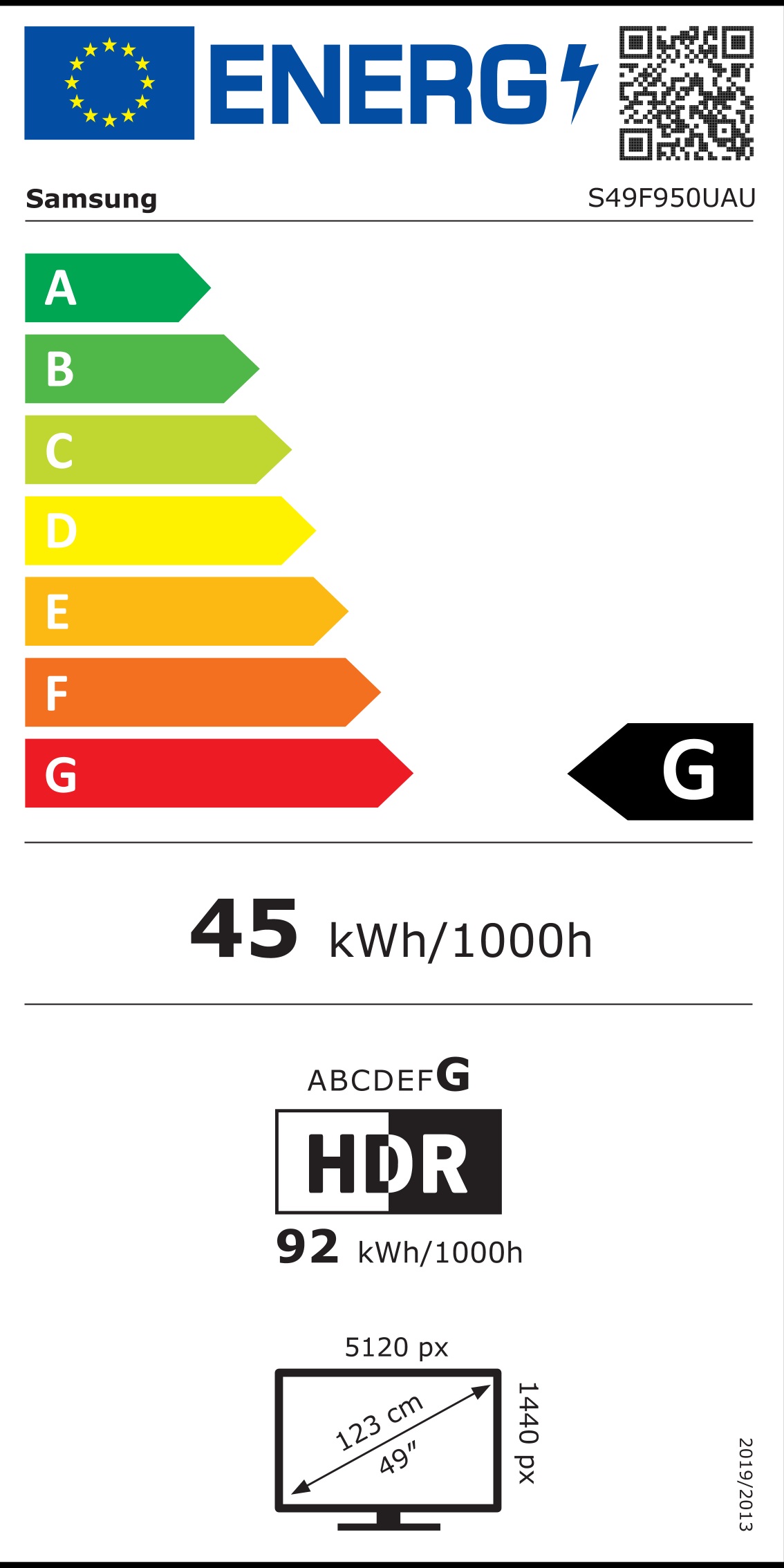 Energie-Datenblatt Samsung - LS49F950UAUXEN_BWARE