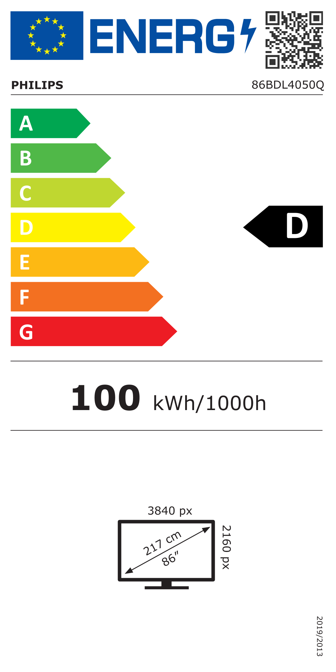 Energie-Datenblatt Philips - 86BDL4050Q/00