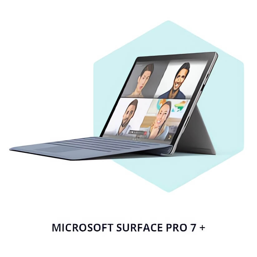 Microsoft Surface Pro 7+ for Business bietet bis zu 15 Stunden Akkulaufzeit. Microsoft Surface Pro 7+ for Business bietet bis zu 15 Stunden Akkulaufzeit. Produktbild.