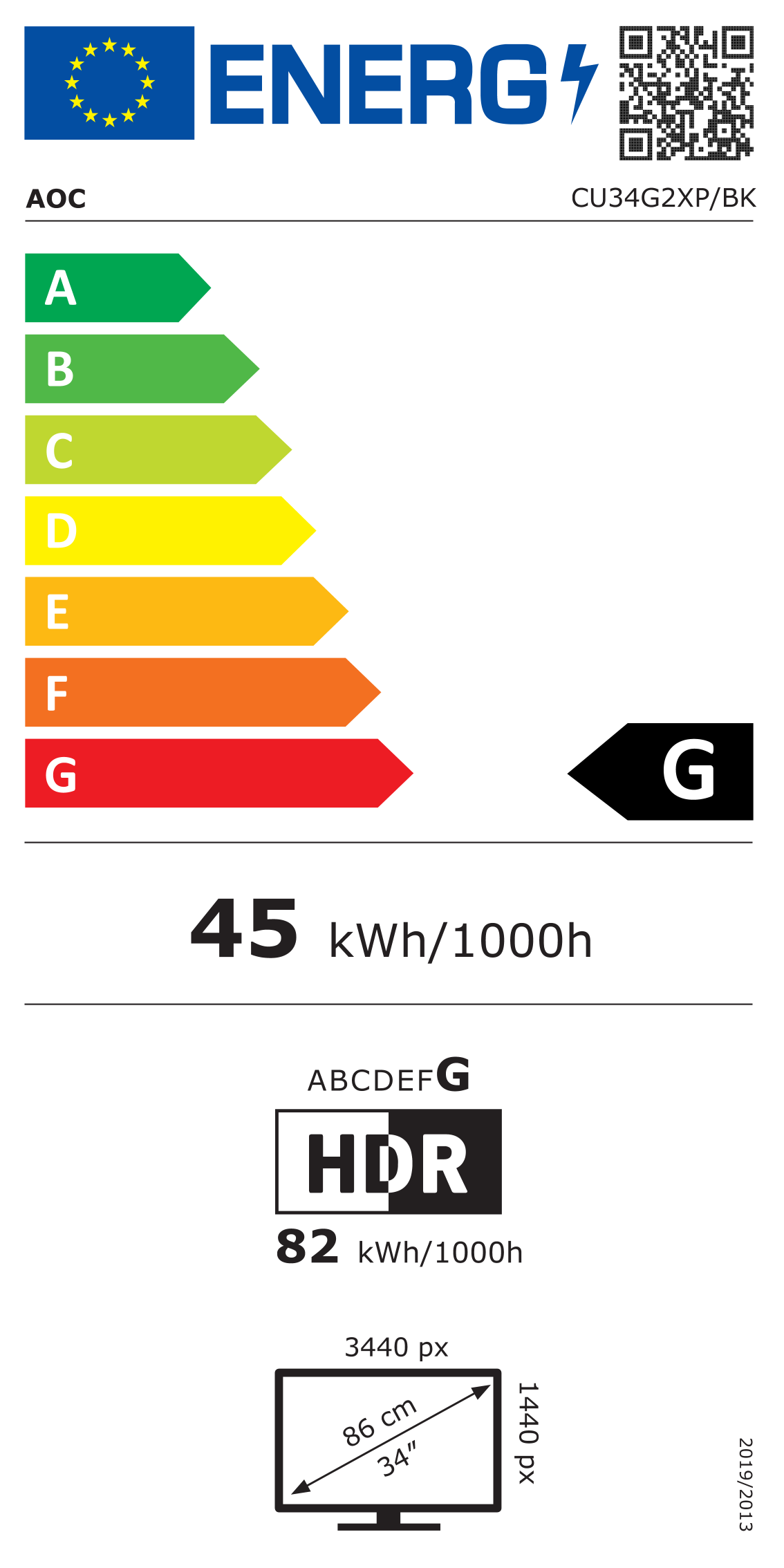 Energie-Datenblatt AOC - CU34G2XP/BK