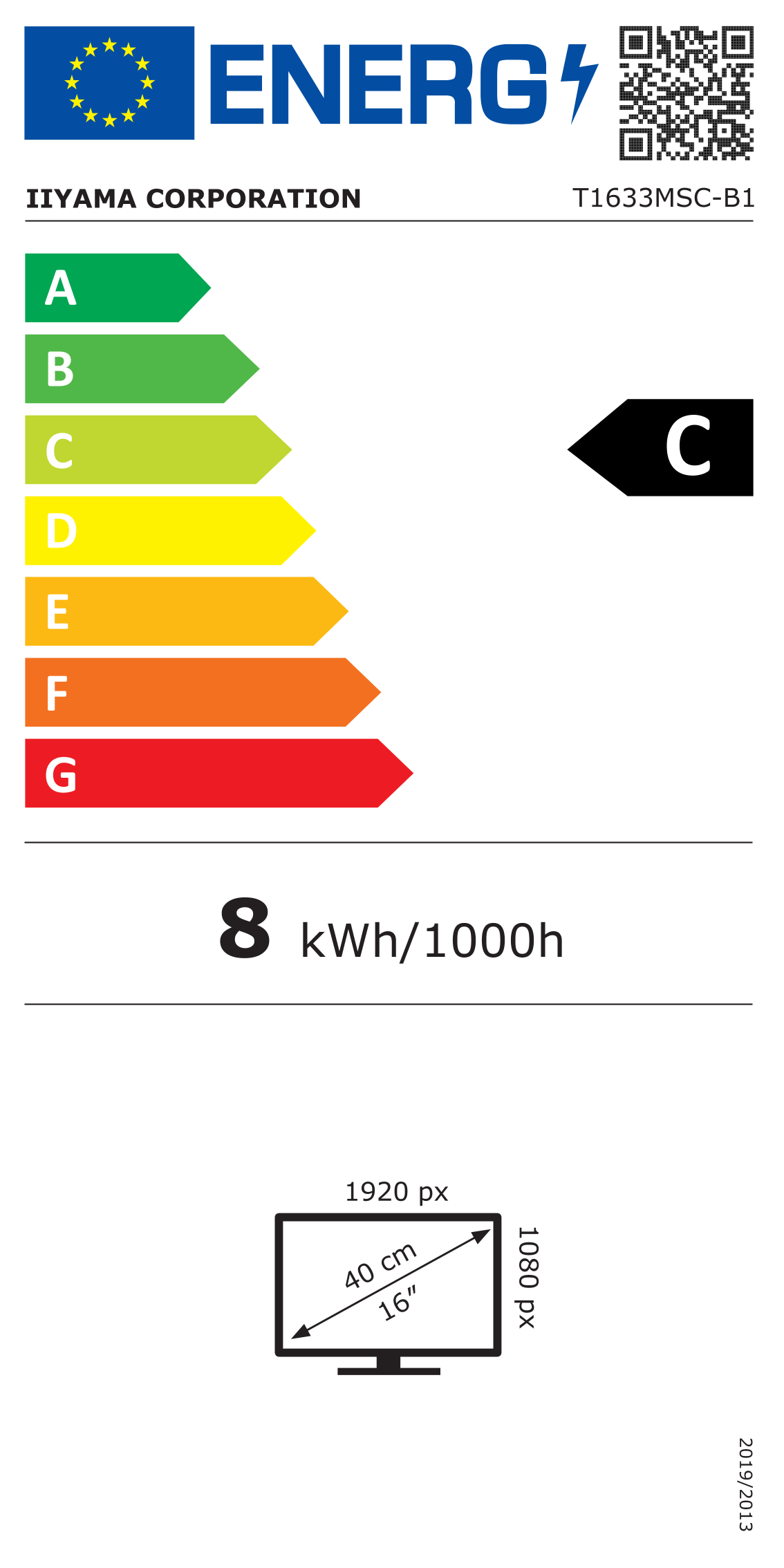 Energie-Datenblatt iiyama - T1633MSC-B1