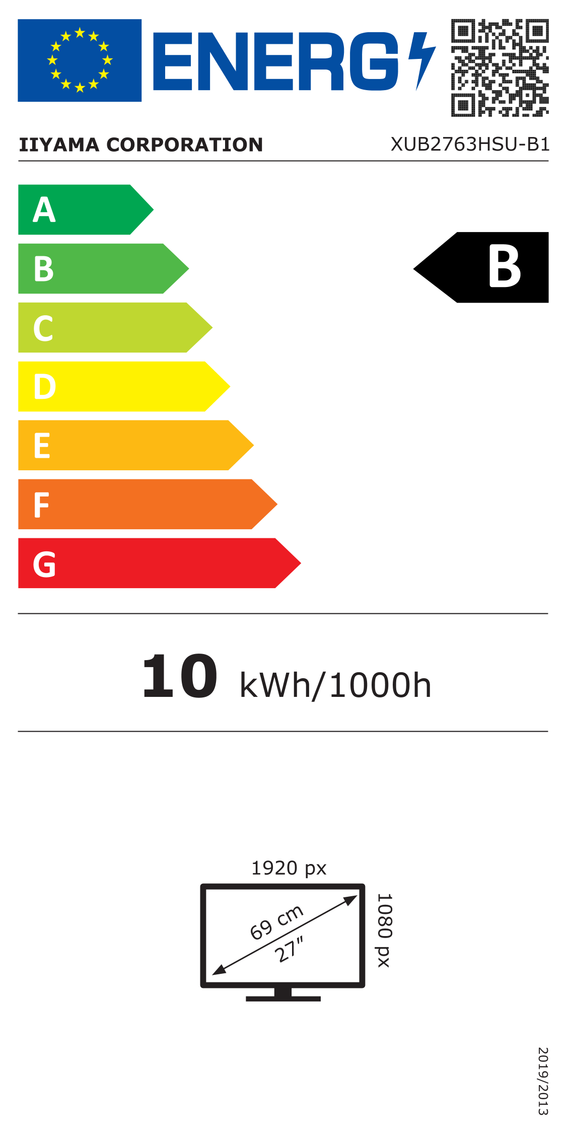 Energie-Datenblatt iiyama - XUB2763HSU-B1