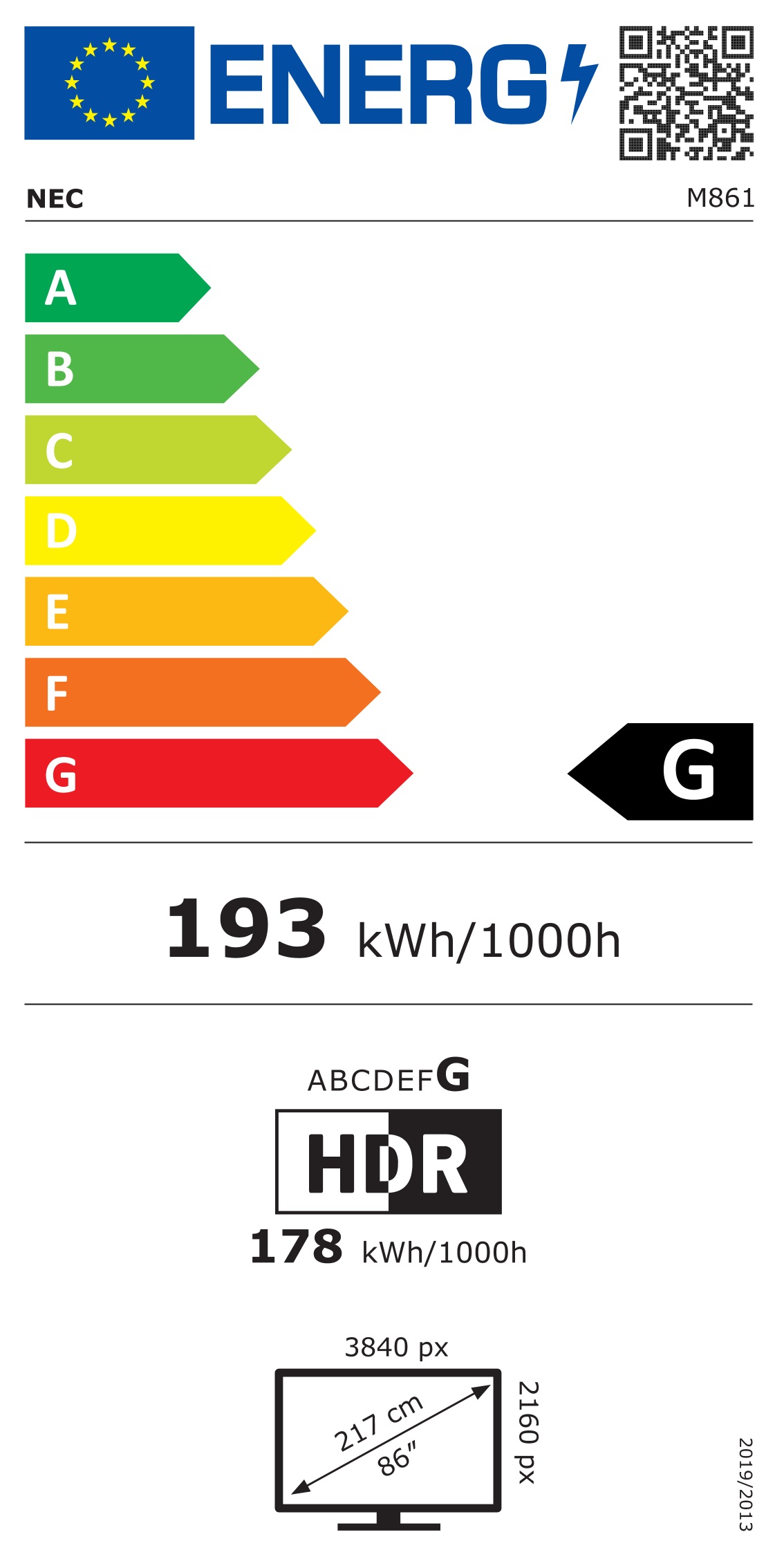 Energie-Datenblatt NEC Display - 60005067