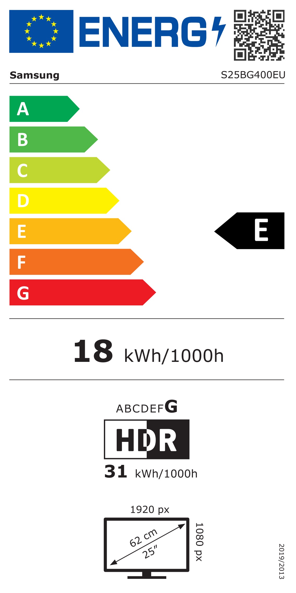 Energie-Datenblatt Samsung - LS25BG400EUXEN