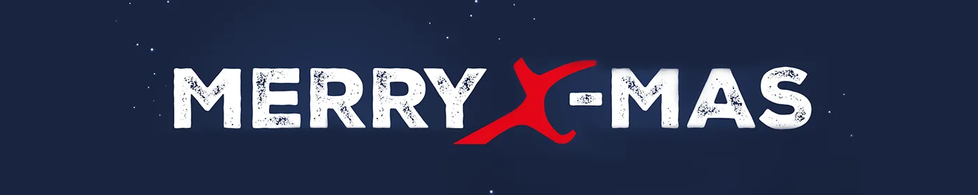 Das Future-X Team wünscht frohe Weihnachten & ein erfolgreiches neues Jahr 2026! Ein Merry X-mas Schriftzug auf dunkelblauem Hintergrund mit weißen Schneeflocken.