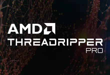 AMD Ryzen™ Threadripper™ für Workstations – mit den Ryzen™ Threadripper™ PRO Prozessoren liefert AMD den produktivitätssteigernden Motor im Herzen Ihrer nächsten professionellen Workstation. AMD Ryzen™ Threadripper™ für Workstations – mit den Ryzen™ Threadripper™ PRO Prozessoren liefert AMD den produktivitätssteigernden Motor im Herzen Ihrer nächsten professionellen Workstation. AMD Ryzen™ Threadripper™ Logo auf einem dunklen Hintergrund.