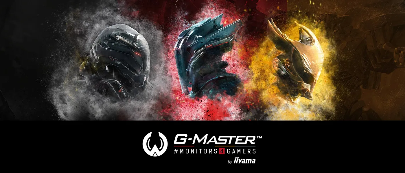 Die iiyama G-Master™ #monitors4gamers verschaffen echten Hardcore-Gamern genau den Wettbewerbsvorteil, den sie benötigen. Rendergrafik der drei G-Master Maskottchen der G-Master Serien Black, Red und Gold.