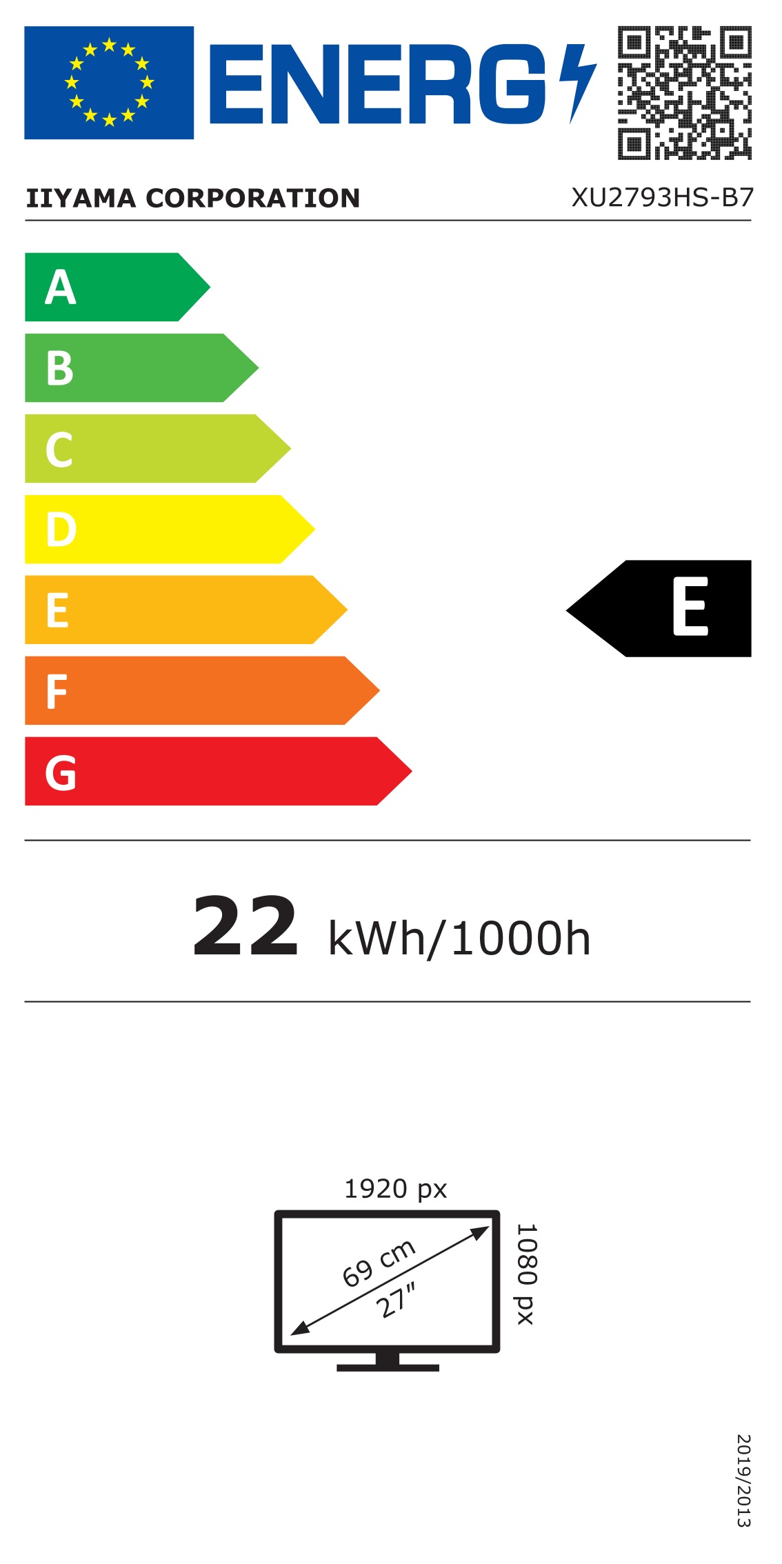 Energie-Datenblatt iiyama - XU2793HS-B7