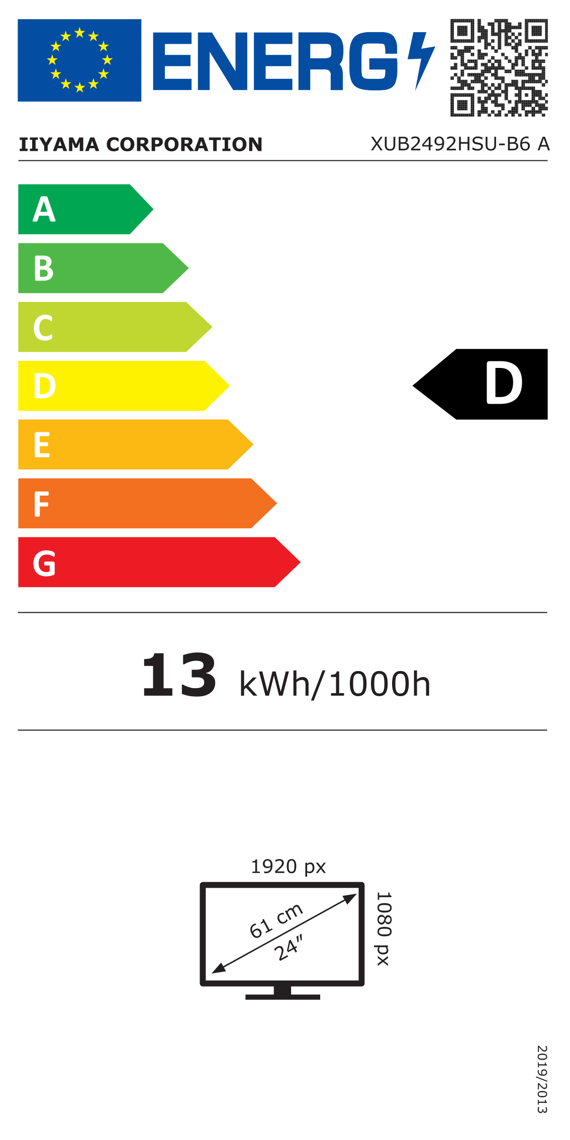 Energie-Datenblatt iiyama - XUB2492HSU-B6