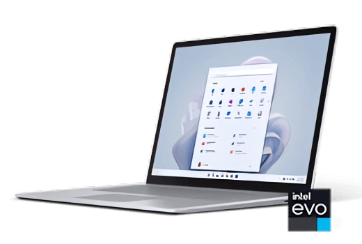 Microsoft Surface Laptop 5 mit Windows 11 und einem dynamischen Touchscreen. Microsoft Surface Laptop 5 mit Windows 11 und einem dynamischen Touchscreen. Produktbild.
