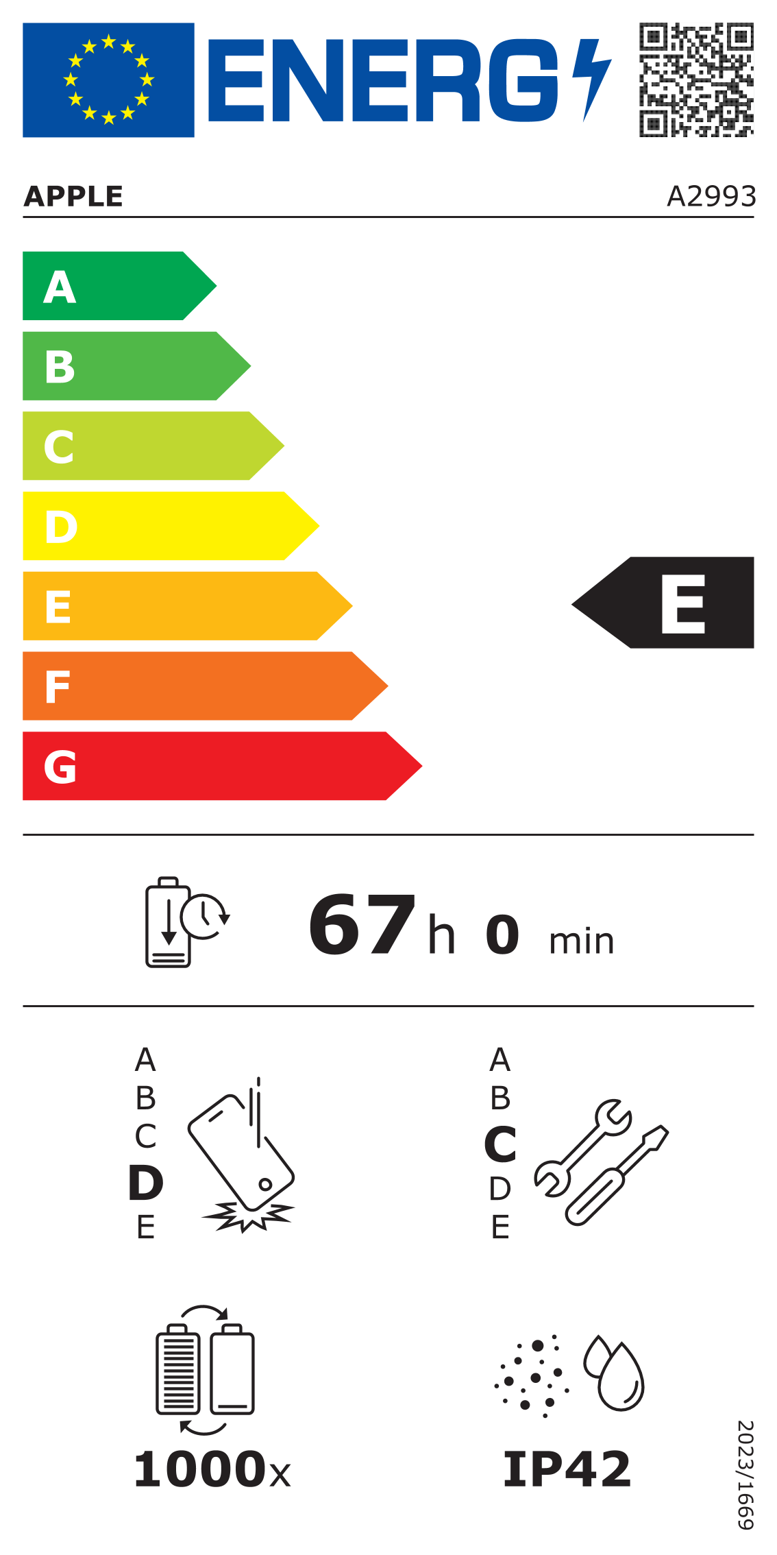 Energie-Datenblatt Apple - MXND3NF/A