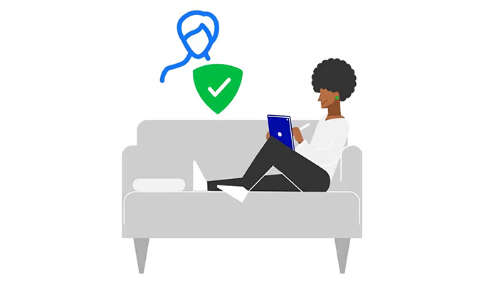 Future-X F-Secure ID PROTECTION – Verhindern Sie Identitätsdiebstahl im Internet Future-X F-Secure ID PROTECTION – Verhindern Sie Identitätsdiebstahl im Internet - Zeichnung einer Frau, die auf dem Sofa an einem Tablet arbeitet