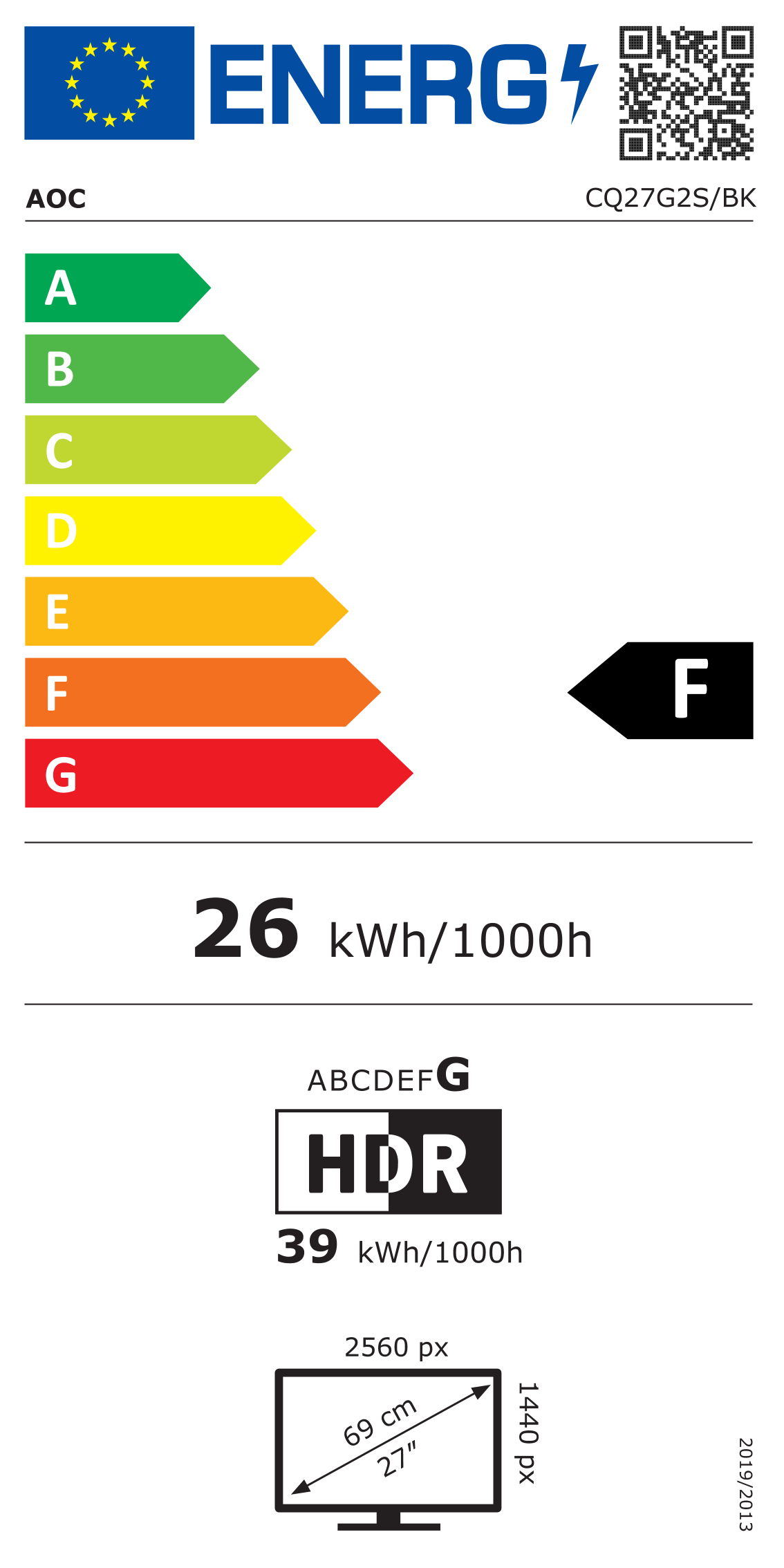Energie-Datenblatt AOC - CQ27G2S/BK