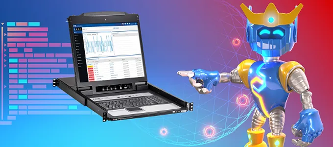 Entdecken Sie KVM Switche und Konsolenserver von Eaton und sparen Sie bis zu 15 % Rabatt. Entdecken Sie KVM Switche und Konsolenserver von Eaton und sparen Sie bis zu 15 % Rabatt. Visual eines Eaton Maskottchens, das auf eine Eaton Konsolenserver zeigt.