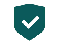 TP-Link Enterprise-Security inklusive. Dunkelgrünes Icon eines Securityschilds mit Haken für "erledigt".
