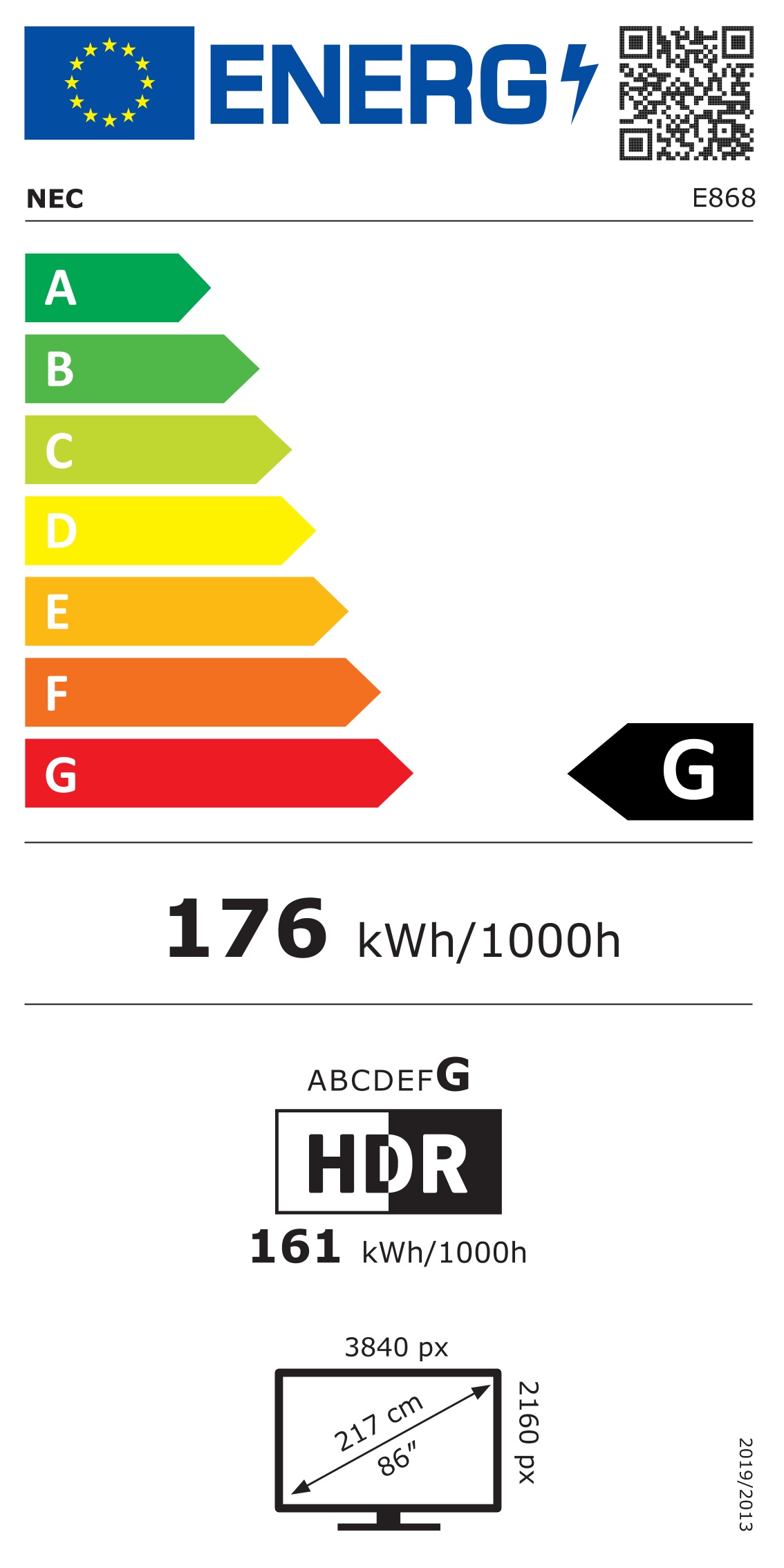 Energie-Datenblatt NEC Display - 60005159