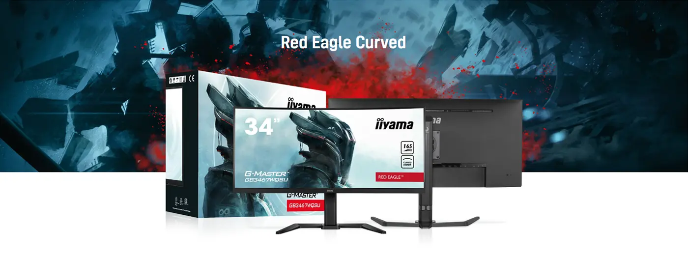 iiyama G-Master Red Eagle Curved™ - die nächste Stufe der visuellen Brillanz, denn die Red Eagle Curved-Monitore zeichnen sich durch ein schlankes und modernes Design aus. iiyama G-Master Red Eagle Curved™ - die nächste Stufe der visuellen Brillanz, denn die Red Eagle Curved-Monitore zeichnen sich durch ein schlankes und modernes Design aus. Visual Monitor vor gerendertem Grafikhintergrund.