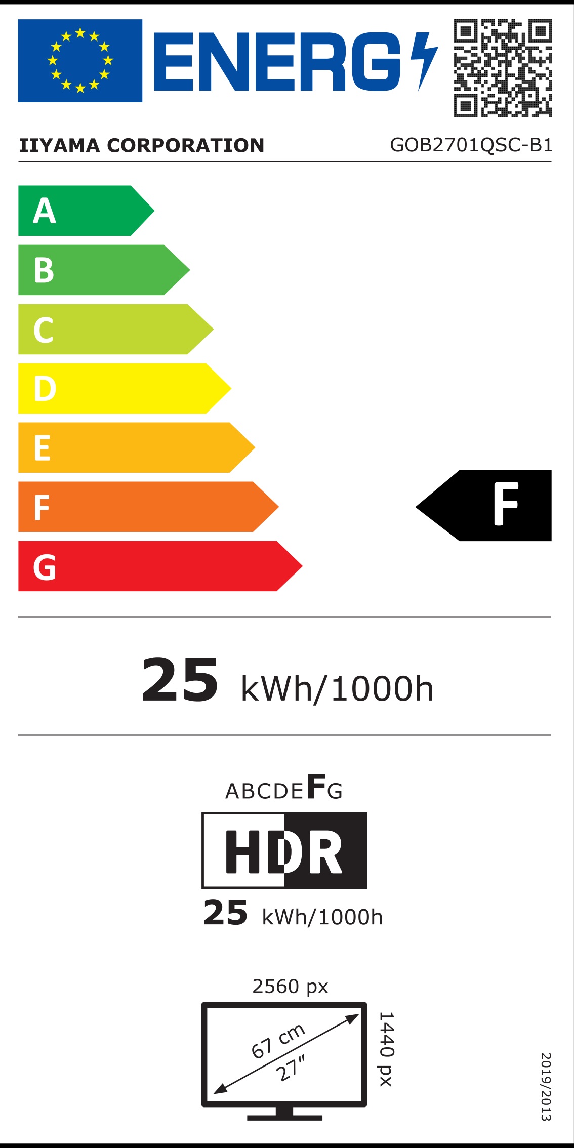 Energie-Datenblatt iiyama - GOB2701QSC-B1