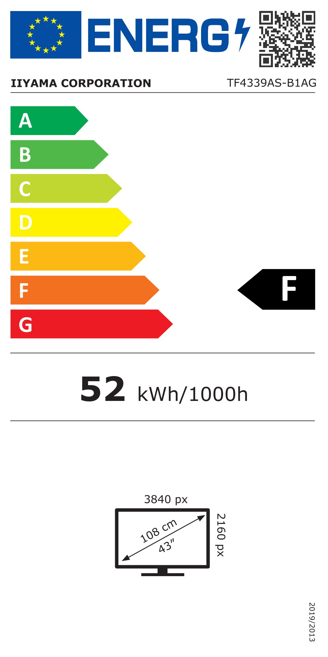Energie-Datenblatt iiyama - TF4339AS-B1AG_BWARE
