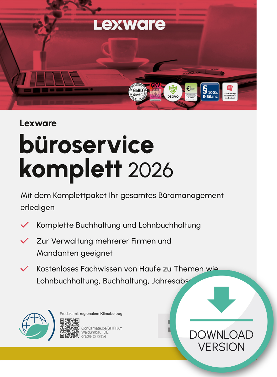 Lexware büroservice komplett 2026 Mehrplatzversion Abo-Vertrag 1 Jahr 5 Lizenzen Download Win, Deutsch (nur für Neukunden)