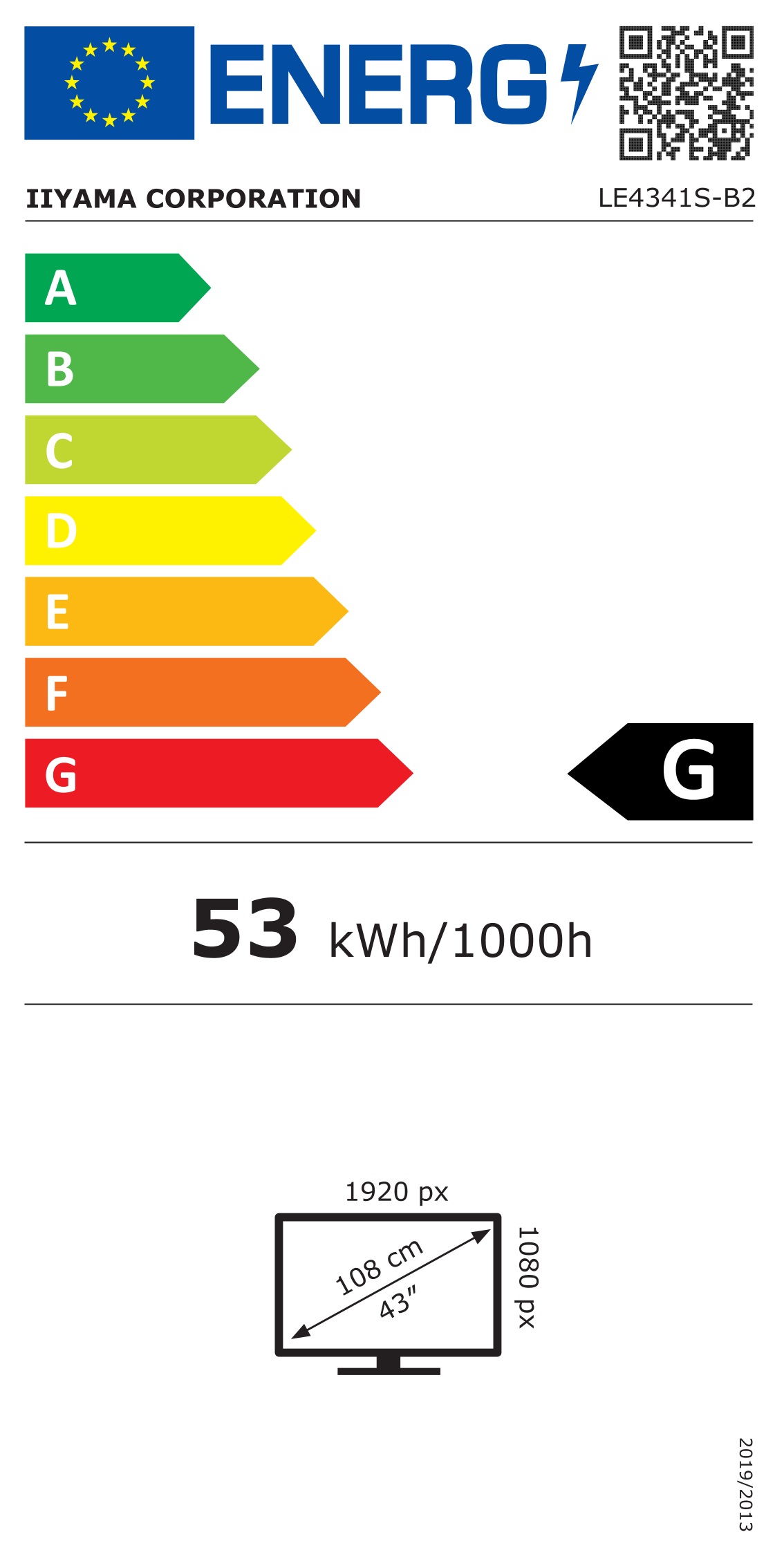 Energie-Datenblatt iiyama - LE4341S-B2