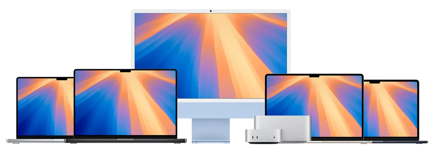 Erleben Sie die unglaubliche Performance des Mac. Erleben Sie die unglaubliche Performance des Mac. Gruppenbild verschiedener Apple Geräte.