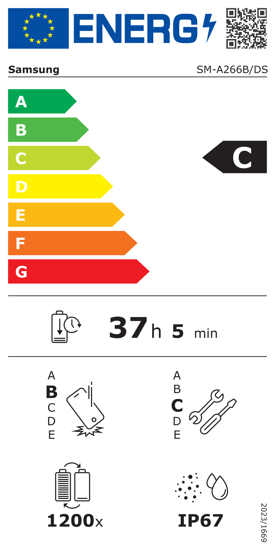 Energie-Datenblatt Samsung - SM-A266BZKCEUB
