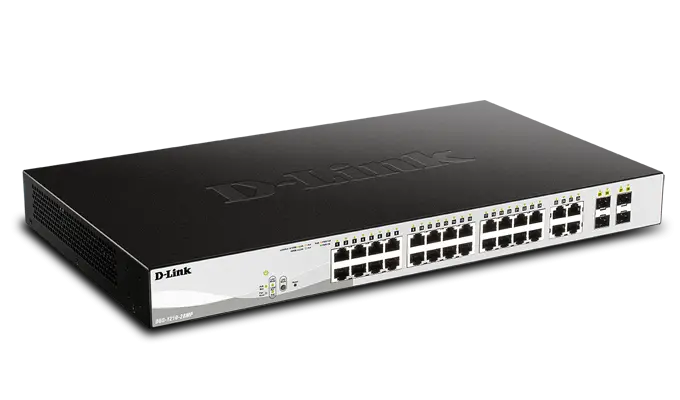 Wenn mehr PoE-Power gefragt ist, spielt der DGS-1210-28MP/E seine Stärken aus. Produktbild des D-Link DGS-1210-28MP/E.