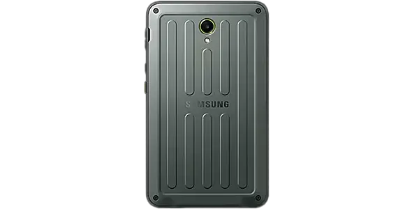 Samsung Galaxy Tab Active5 Wi-Fi Enterprise Edition – mit 128 GB internem Speicher und 6 GB Arbeitsspeicher. Samsung Galaxy Tab Active5 Wi-Fi Enterprise Edition – mit 128 GB internem Speicher und 6 GB Arbeitsspeicher. Produktbild Rückansicht.