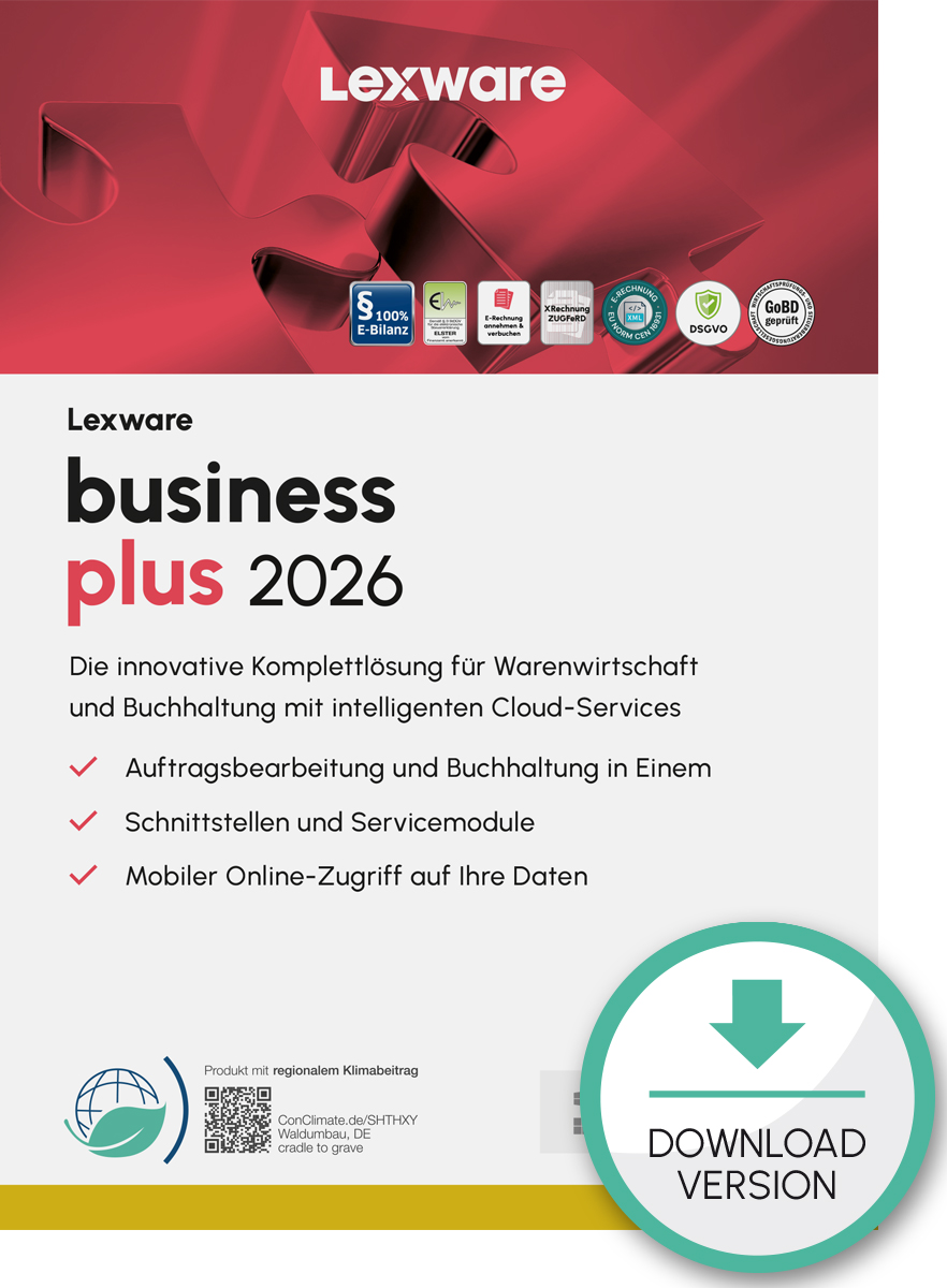 Lexware business plus 2026 Abo-Vertrag 1 Jahr 1 Benutzer Download Win, Deutsch (nur für Neukunden)