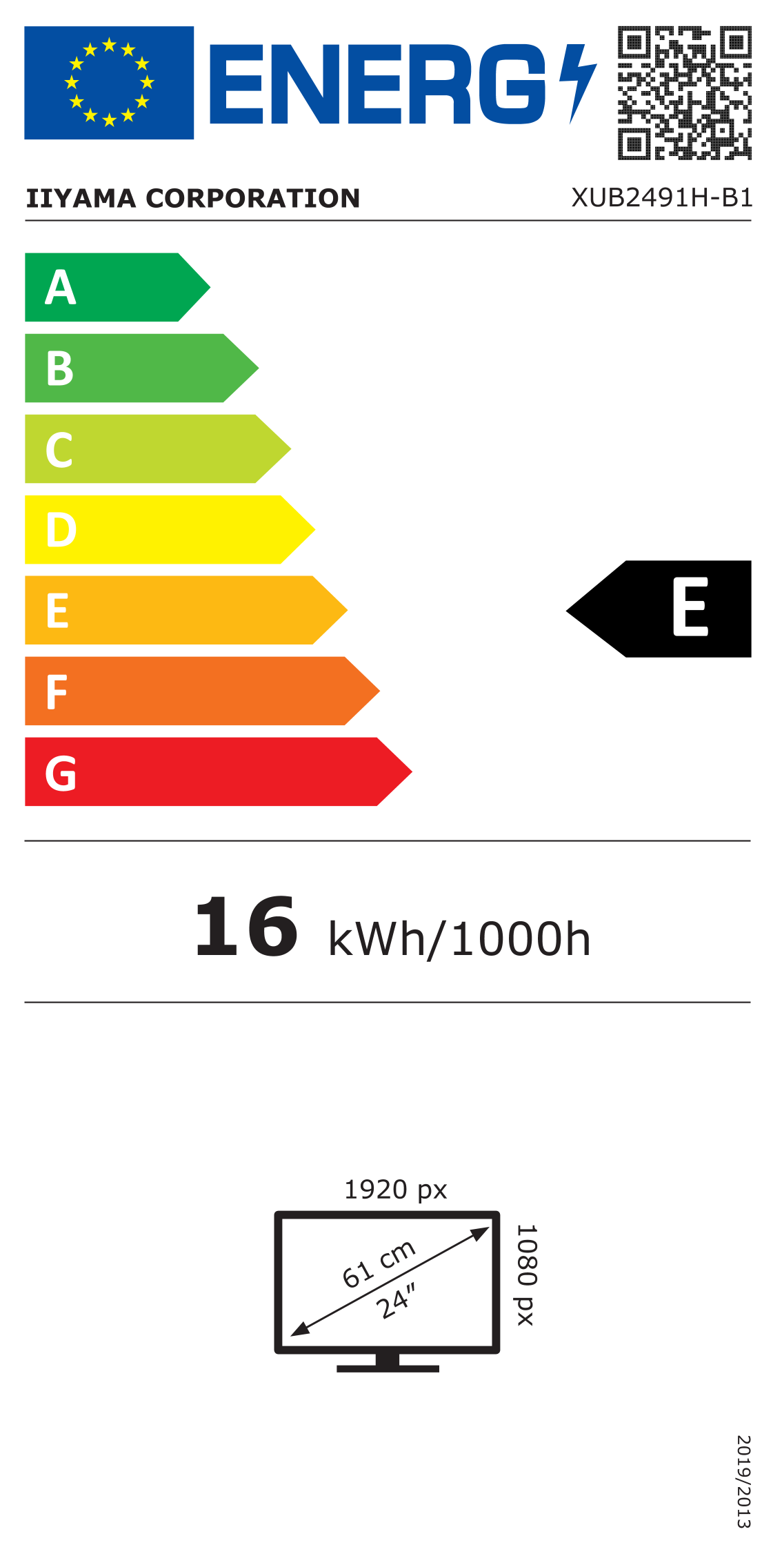 Energie-Datenblatt iiyama - XUB2491H-B1_BWARE