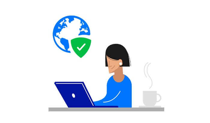 Future-X F-Secure – Internet Security für alle Geräte  Future-X F-Secure – Internet Security für alle Geräte - Zeichnung einer Frau, die an einem Laptop arbeitet