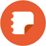 Samsung Galaxy S24 Serie – mit Samsung Notes automatisch Notizen über die Cloud aktualisieren. Samsung Galaxy S24 Serie – mit Samsung Notes automatisch Notizen über die Cloud aktualisieren. Icon Notizblatt auf orangem Hintergrund.