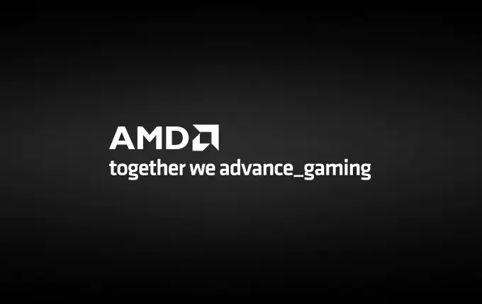 AMD together we advance_gaming-Logo auf dunkelgrauem Hintergrund. AMD together we advance_gaming-Logo auf dunkelgrauem Hintergrund.
