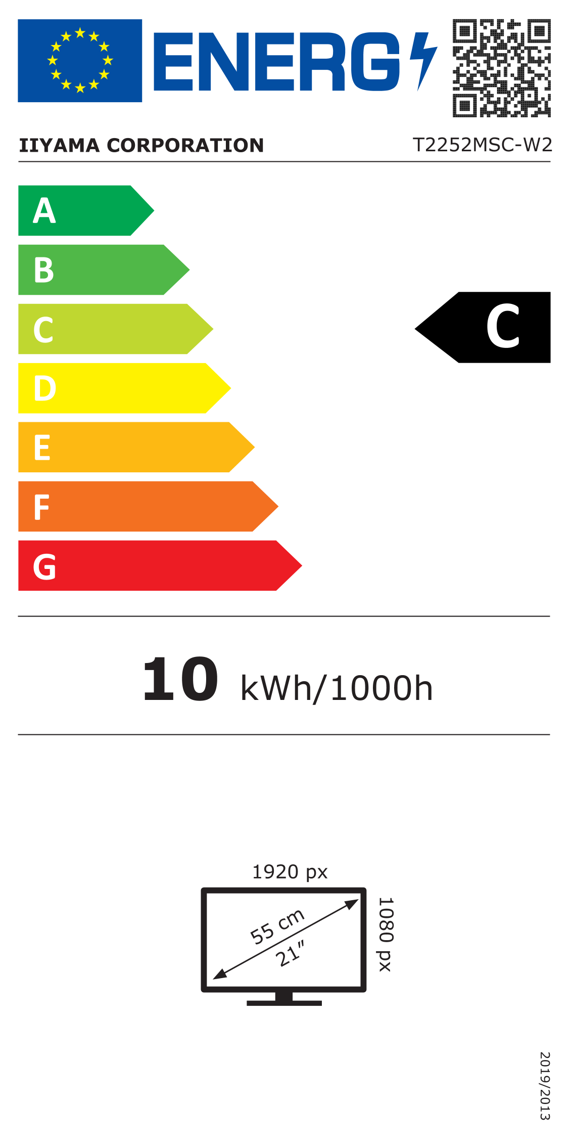 Energie-Datenblatt iiyama - T2252MSC-W2