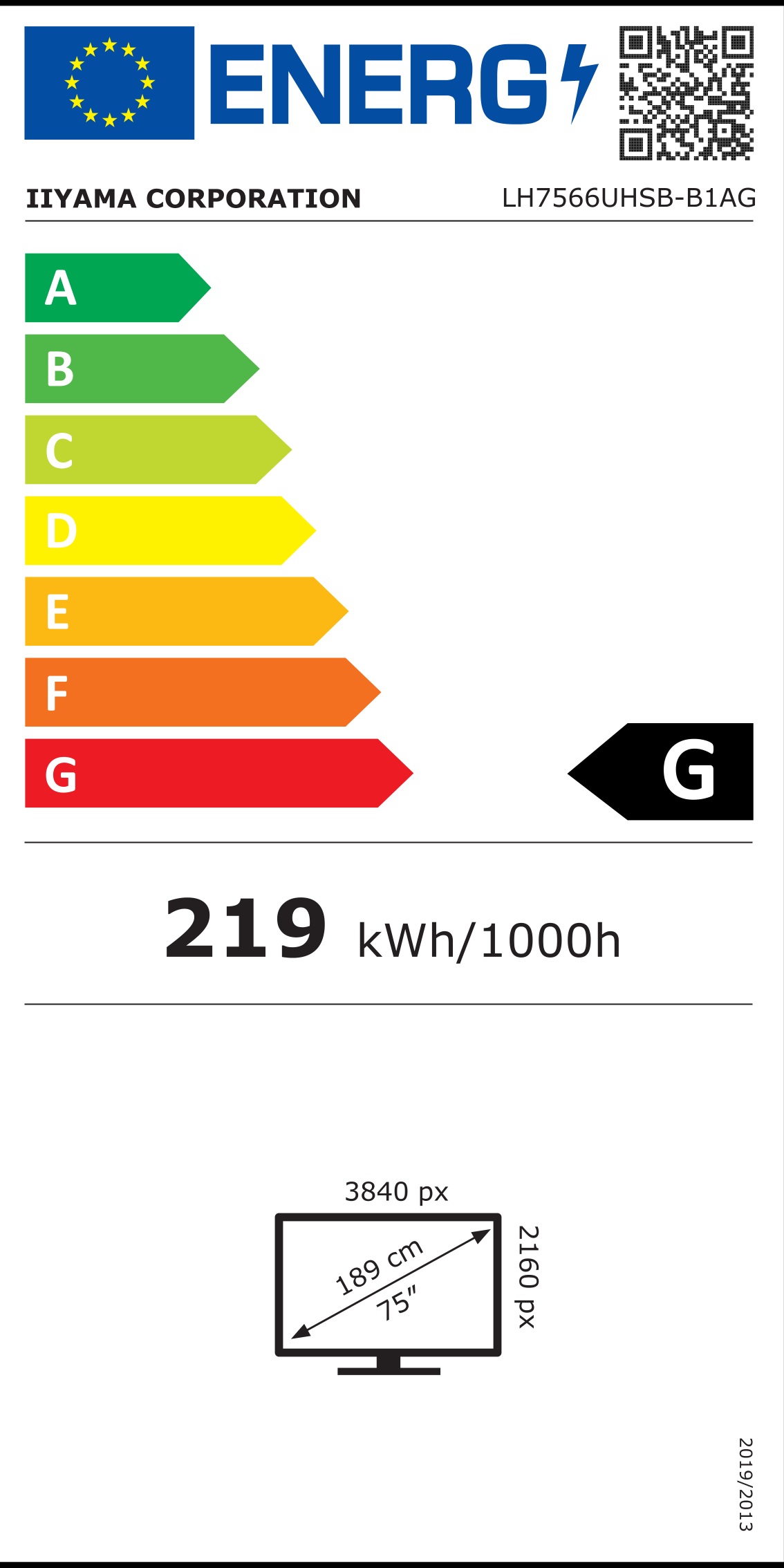Energie-Datenblatt iiyama - LH7566UHSB-B1AG