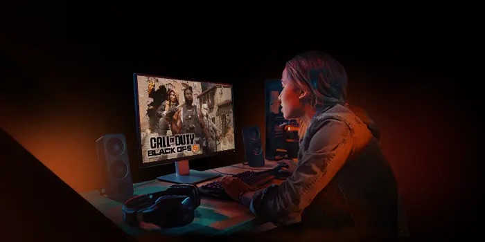 Bereit machen für die fortschrittlichsten Gaming-Prozessoren der Welt3 – die AMD Ryzen™ 9000X3D-Serie Prozessoren. Bereit machen für die fortschrittlichsten Gaming-Prozessoren der Welt3 – die AMD Ryzen™ 9000X3D-Serie Prozessoren. Visual einer Gamerin die Call of Duty spielt.