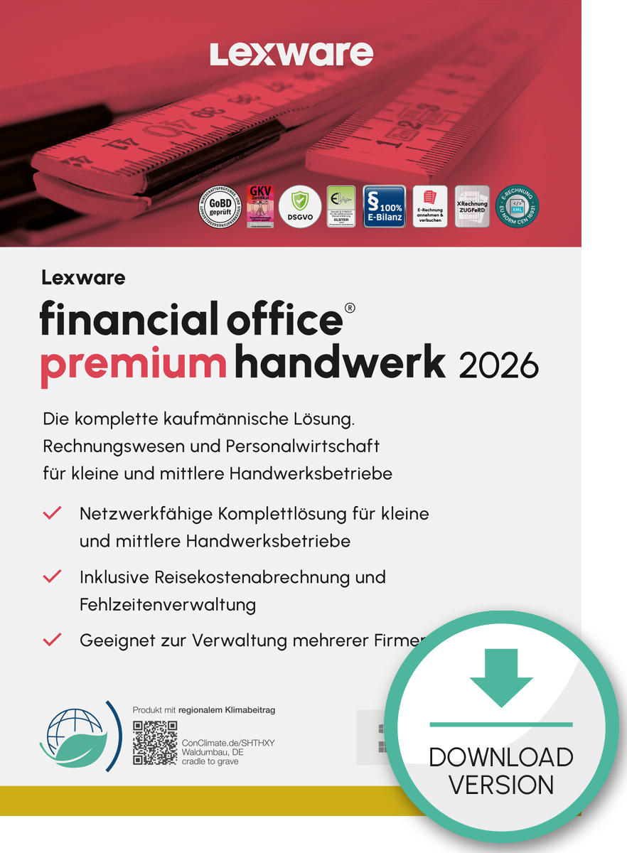 Lexware financial office premium handwerk 2026 1 Jahr 5 Benutzer Download Win, Deutsch
