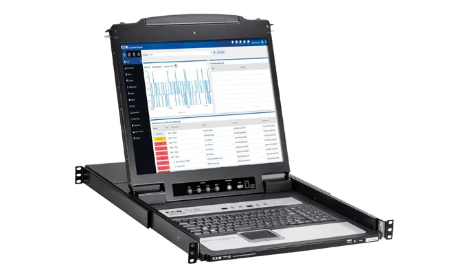 Erleben Sie die Eaton IP-KVM-Switches für eine sichere Fernsteuerung Ihrer Server über das Internet. Erleben Sie die Eaton IP-KVM-Switches für eine sichere Fernsteuerung Ihrer Server über das Internet. Produktfoto.